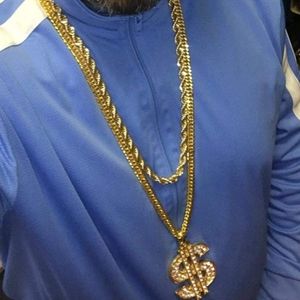 36" Gold Chain Dollar Sign Pendant Necklace bling